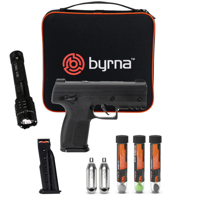 S.A. Self Defense Byrna SD Kit with free shipping and Stun flashlight black