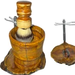 Barber Shaving Brush & Razor Wood Stand