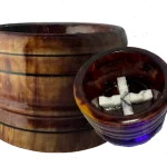 Handmade Cedar Barber Shaving bowl with marble inlay epoxy