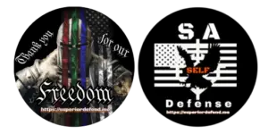 S.A. Self Defense Thank you heros for our freedom and S.A. self Defense Byrna vinyl decal