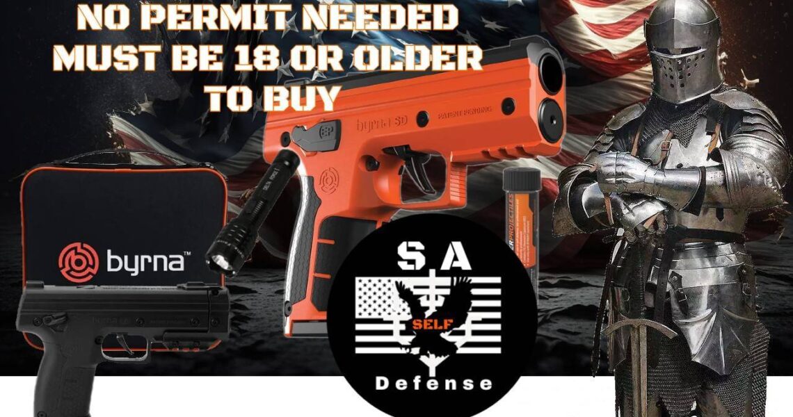 Byrna SD and LE no permit needed to buy at s.a. self defense free shipping and free stun flashlight