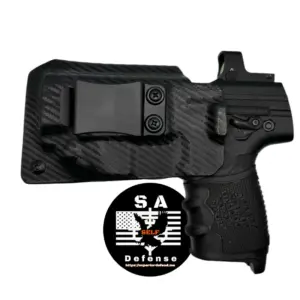 S.A. Self Defense Holster fits Byrna SD with Crimson trace laser OWB with byrna sd main