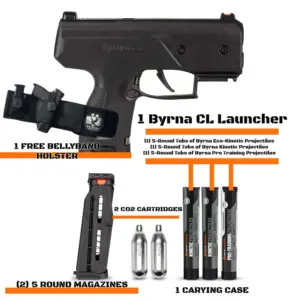 Byrna CL β Ultra-Compact Non-Lethal Pepper Gun ( Free Holster with Purchase) 14 Whats included with the Byrna CL pepper gun kit from S.A. Self Defesne
