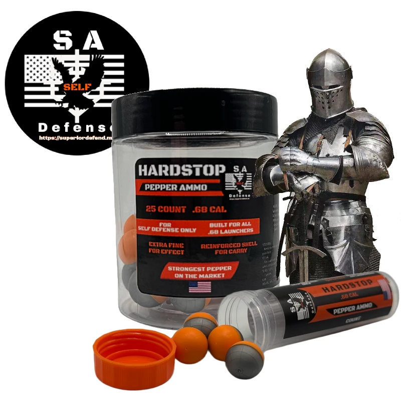 S.A. Self Defense .68 Cal HardStop Pepper Spray Ammo / Projectiles 1 S.A. Self Defense .68 cal ammo hardstop pepper ammo pepper balls