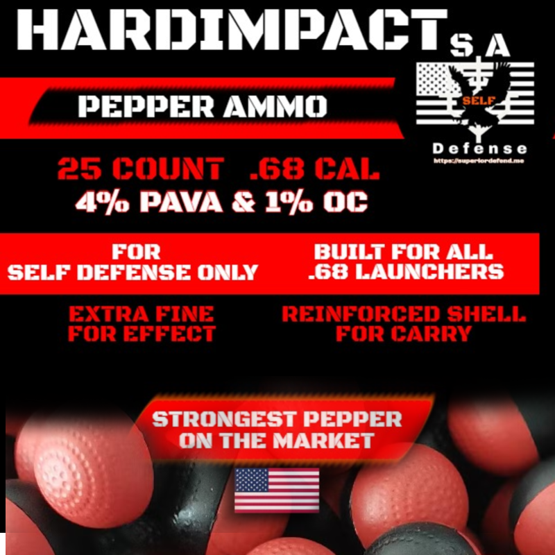S.A. Self Defense HardDrop .68 pepper Ammo self defense launchers Art