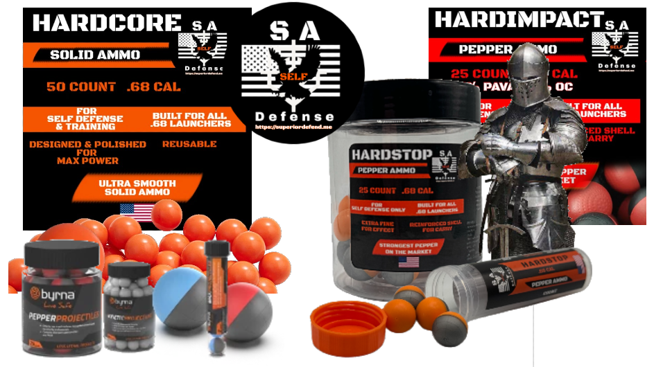 Shop All S.A. Self Defense and Byrna pepper gun launcher ammo