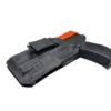 Angled view of S.A. Self Defense P2P Secure OWB Kydex Holster with launcher inserted