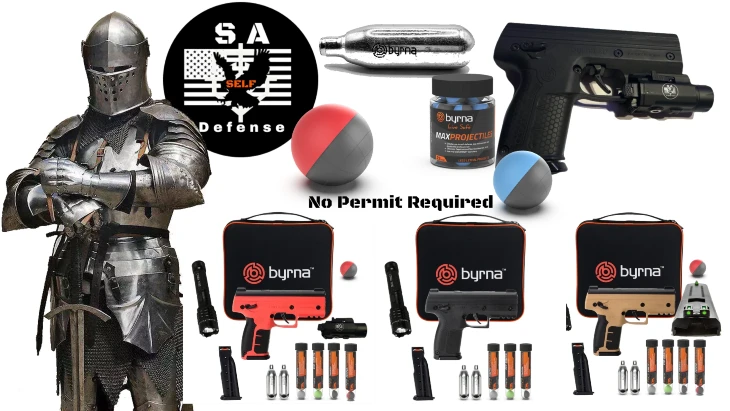 Byrna SD Pepper spray and tear geas guns new kits back