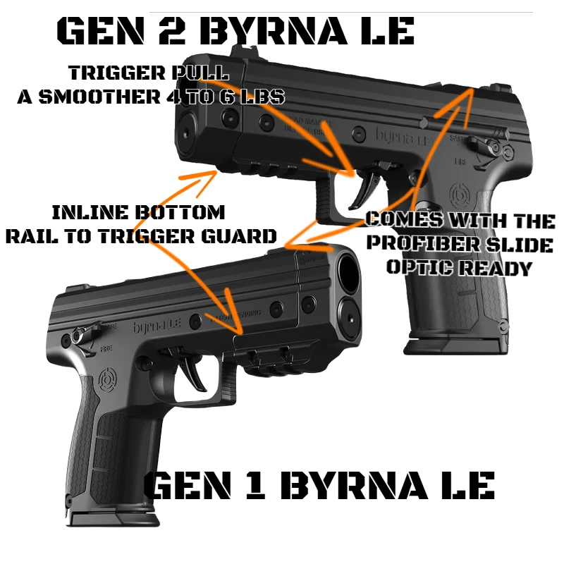 New BYRNA LE Gen. 2 – Non-Lethal Pepper Gun / CO₂ Launcher (Free Holster w/ Purchase) 9 S.A. Self Defense Shows diffrence between Byrna Gen 1 and Gen 2 LE