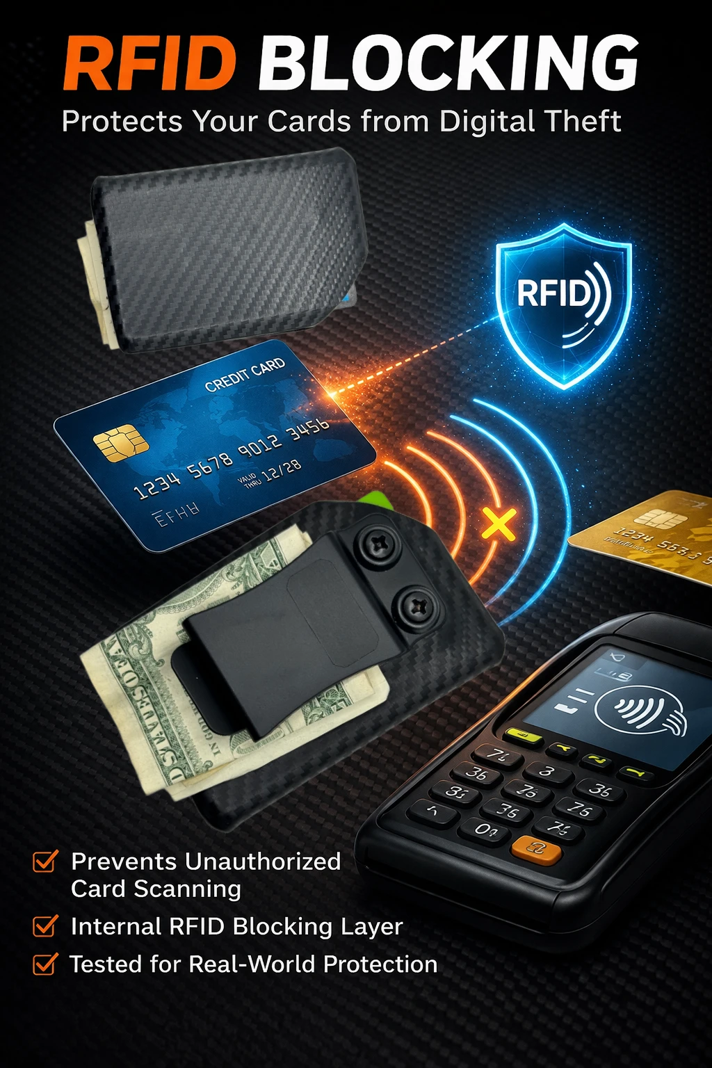 S.A. Self Defense Kydex Wallet with RFID BLocked