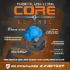 P2P Core Defense .68 caliber powder ball cross section showing frangible shell and internal powder fill