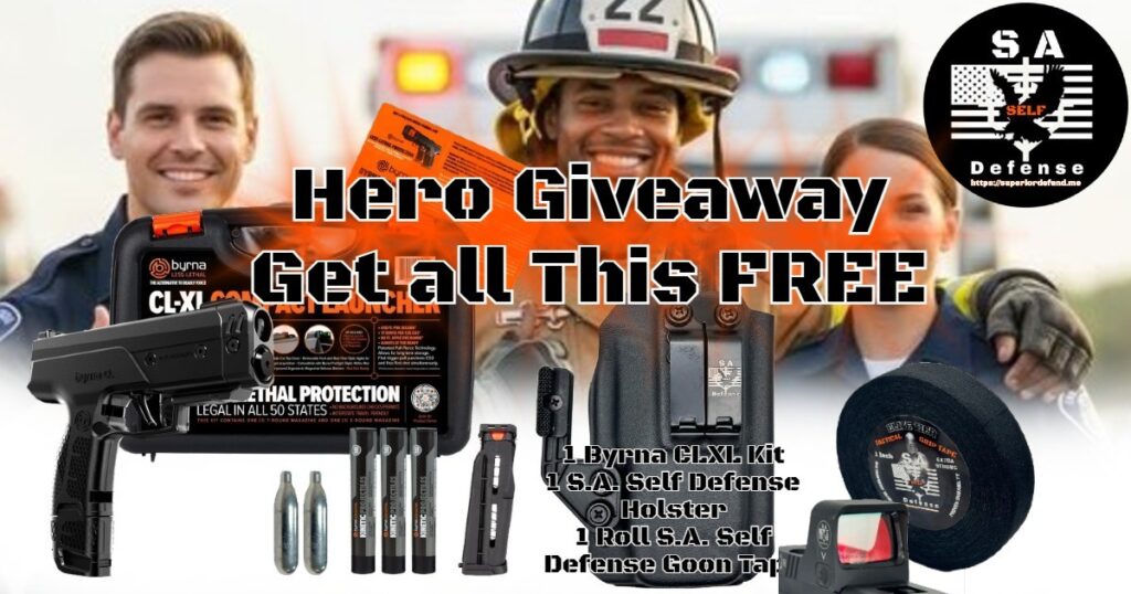 S.A. Self Defense Hero Giveaway Help a Hero Byrna CLXL social media