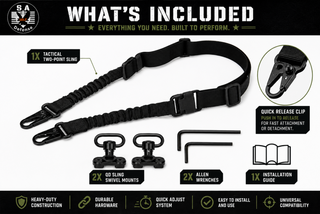 P2P Defensor 68C Byrna Mission 4 Tactical Two Point Rifle Sling Universal Adjustable QD Sling S.A. Self Defense