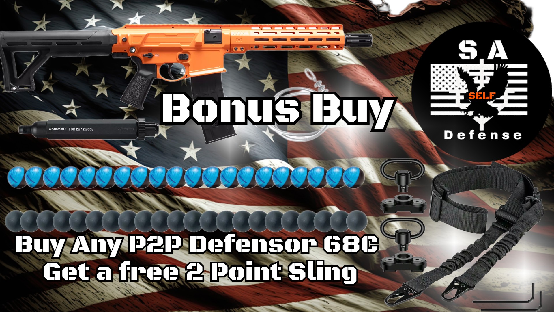 S.A. Self Defense Bonus Buy P2P Defensor with free 2 point sling